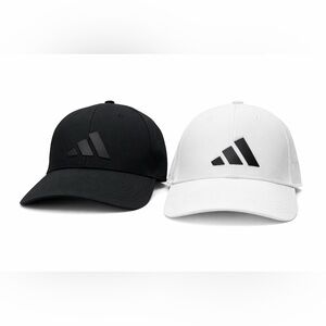 Adidas White black Performance Baseball Cap Dad Hat Stretch Fit Golf Running